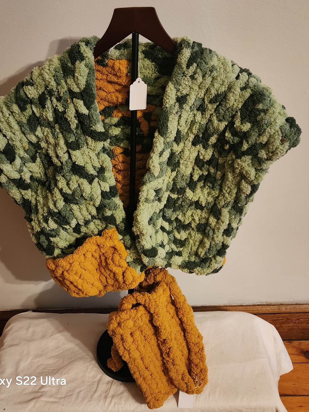 Chunky Two-Tone Handmade Cardigan & Purse